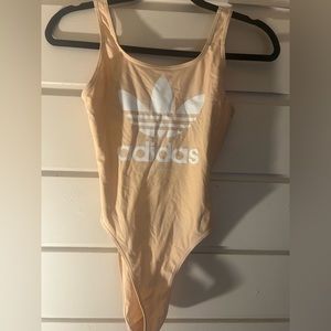 Adidas print one piece swimsuit- peach